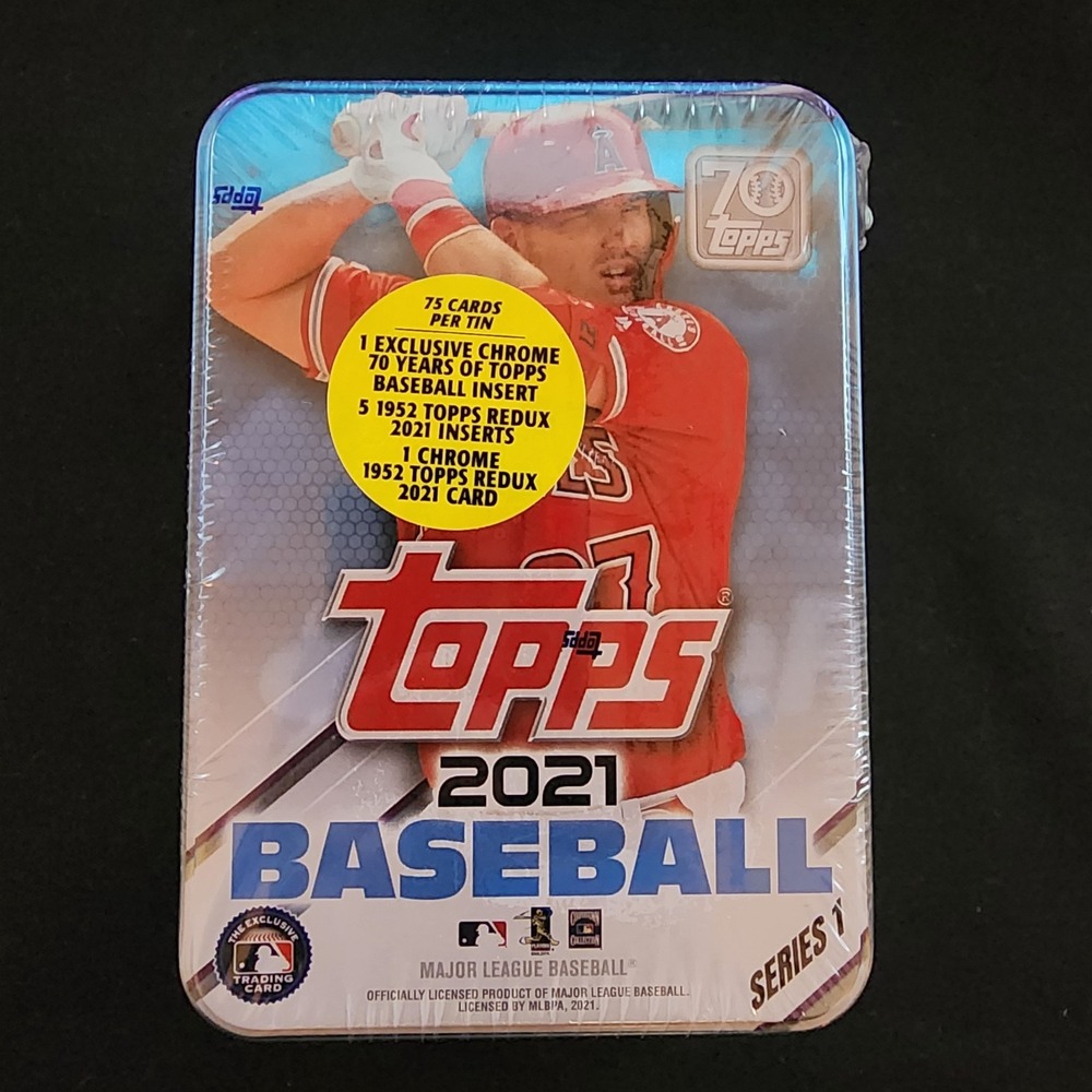 Topps 2021 Baseball Series 1 Mike Trout Tin Factory Sealed 75 Cards